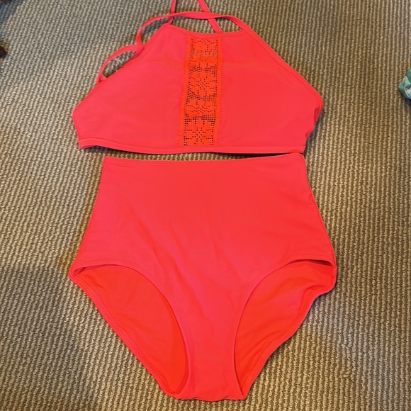 NWOT AERIE fluorescent orange high waist bikini size S/M - Picture 10 of 10